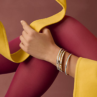 アクセサリー Hermes leather bangles Authentic Hermes Medor Studs Bangle Bracelet orange Leather